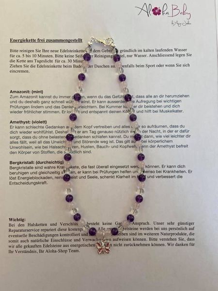 Edelsteinkette mit Schmetterling Silber 925