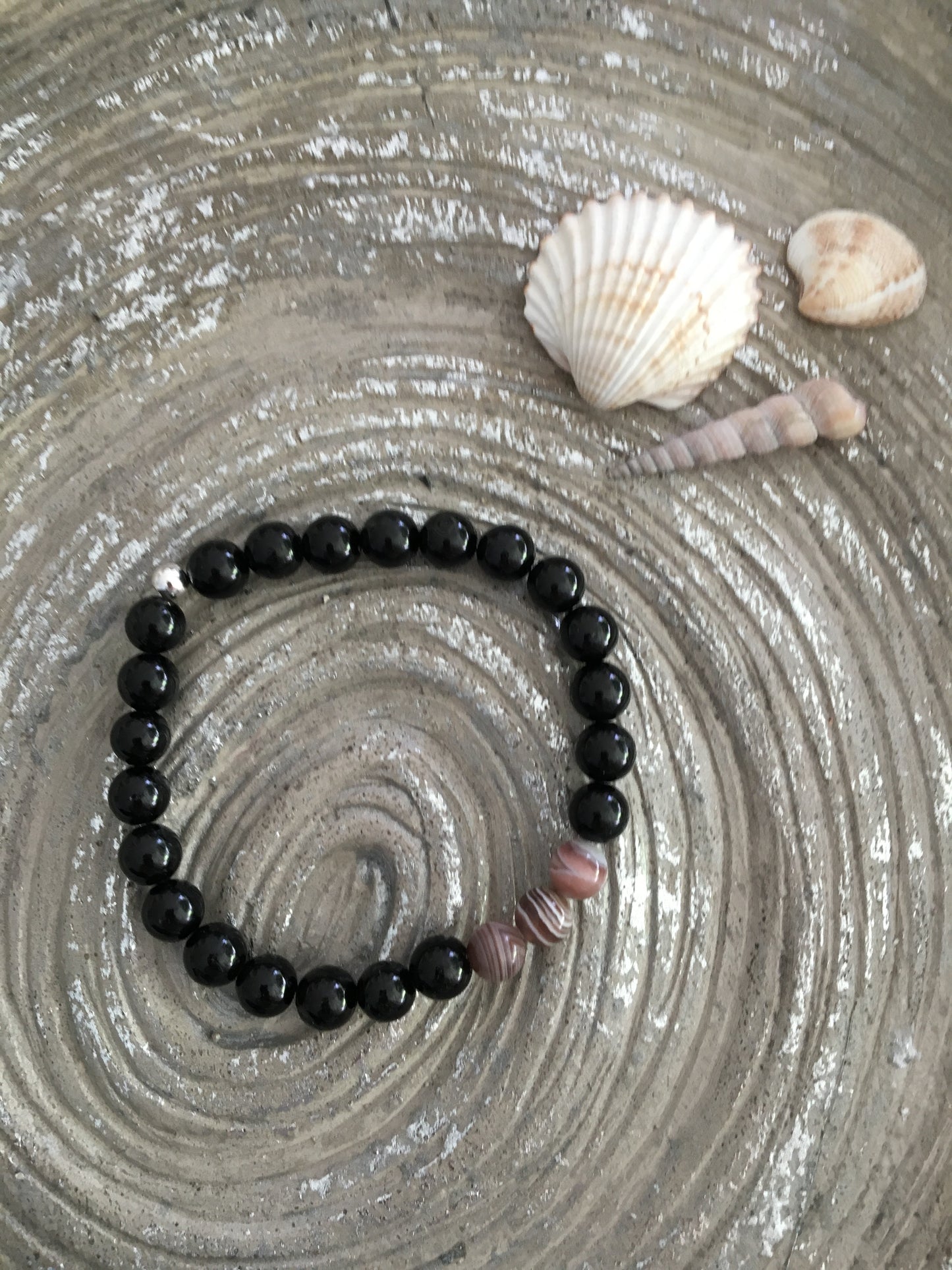 Edelsteinarmband Botswana Achat und Onyx (dunkel)