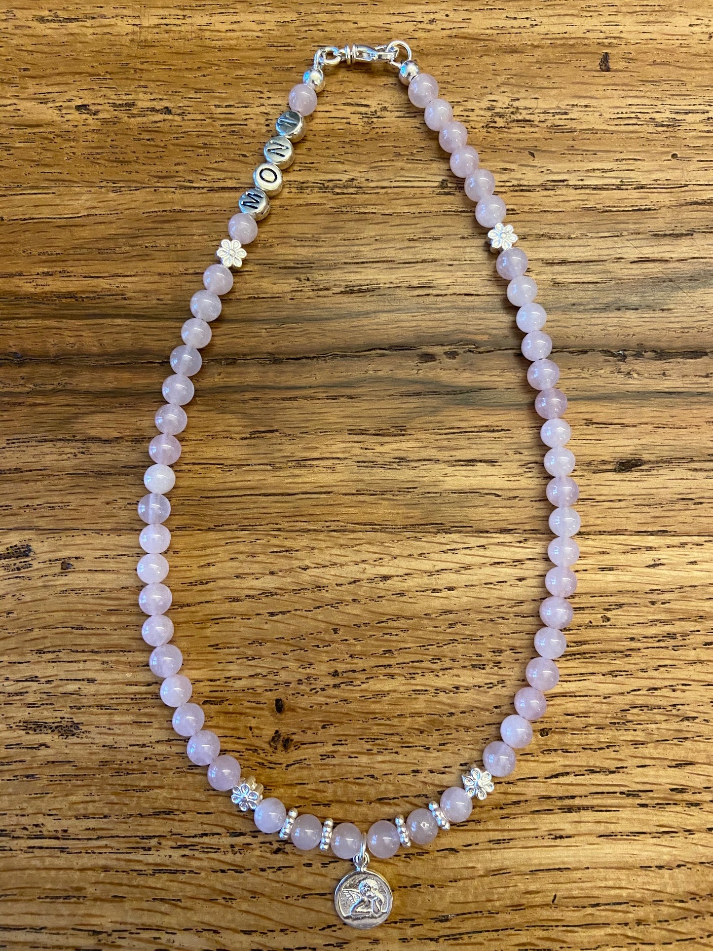 Edelsteinkette gegen Heimweh (Rosenquarz)