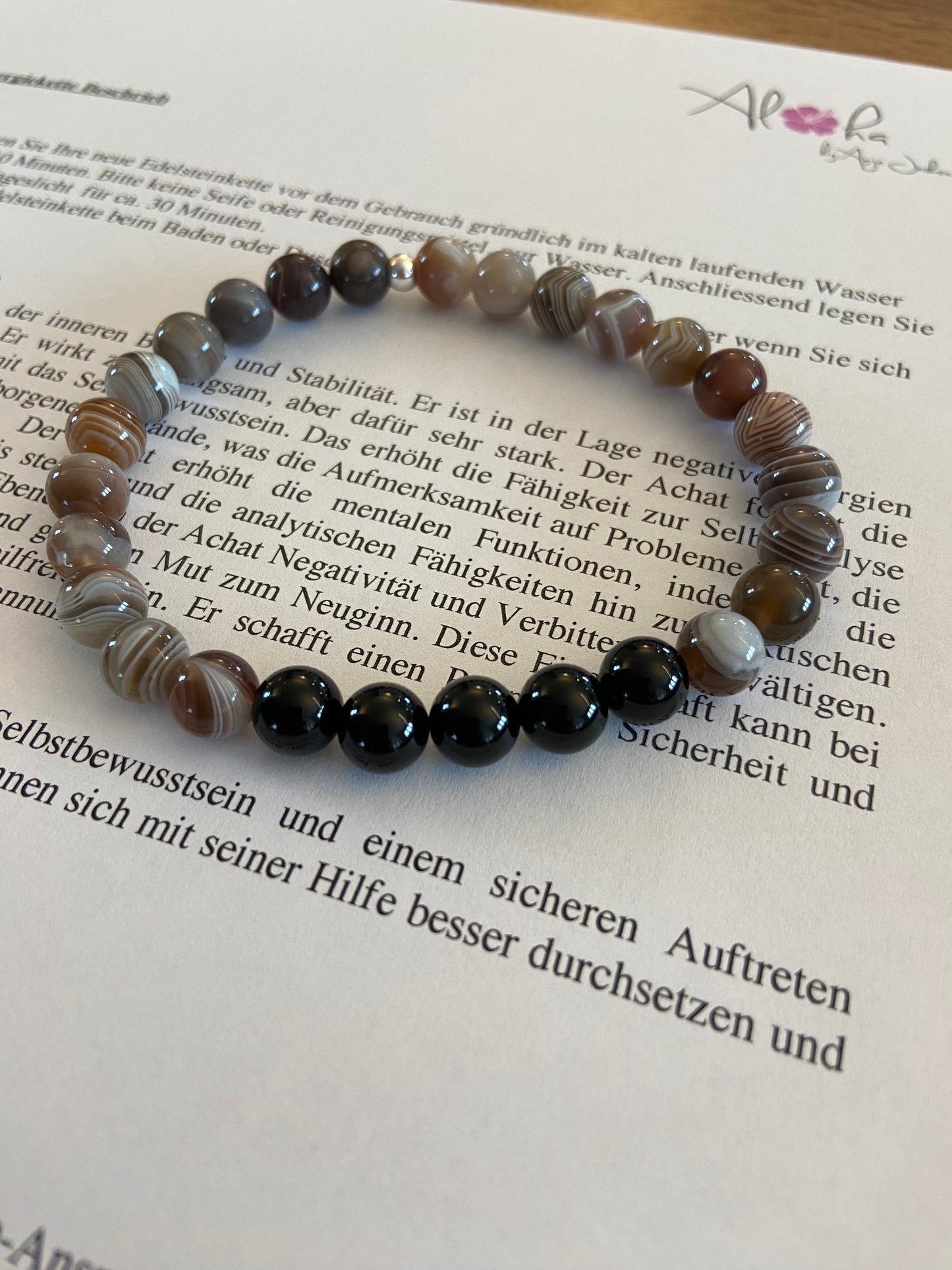 Edelsteinarmband Botswana Achat und Onyx
